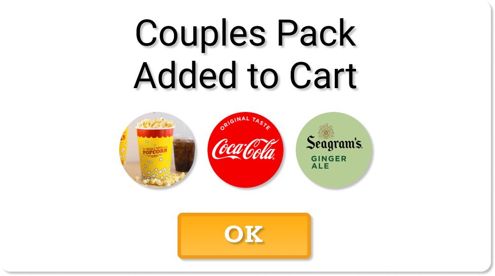 The modal window that pops up when a user adds a couples pack to their cart