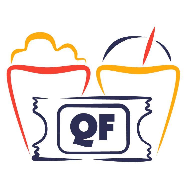 The QuickFlicks logo, featuring popcorn, a drink, and a movie ticket.